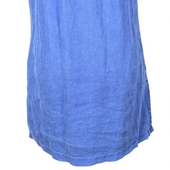 Artisan NY Blue Linen Dress S Summer Flutter Sleeve Mini Dress with Pockets - Picture 11 of 12